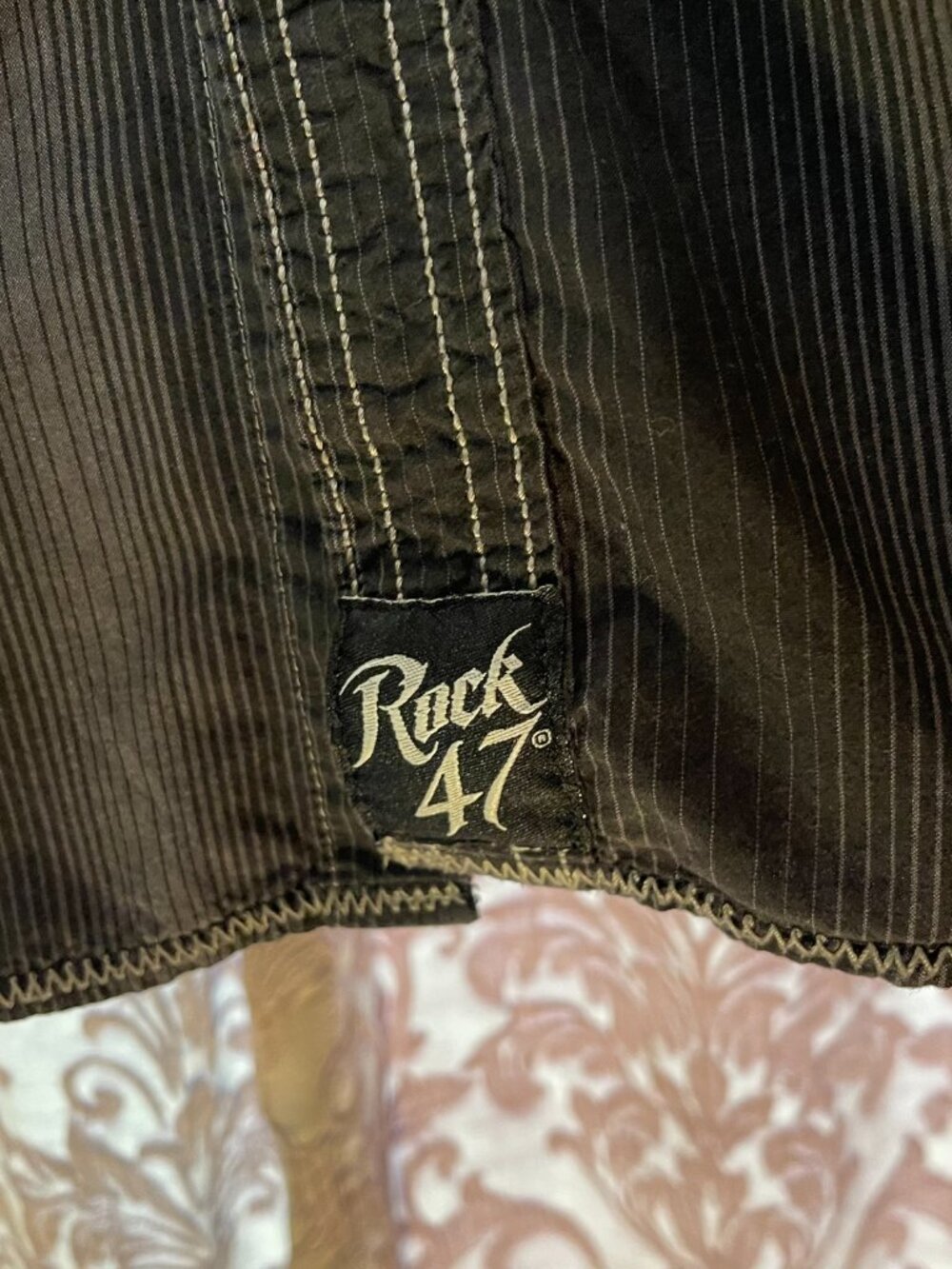 Men's XXL Rock 47 by WRANGLER Blk/Grey L/S Pearl Snap Contemporary Western Shirt - Picture 5 of 16